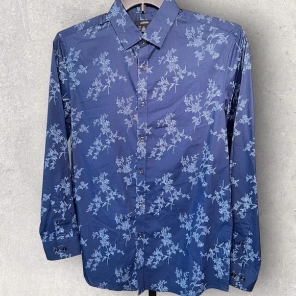 Men’s Alfani button down dress or casual shirt  blue with white size SMALL - Picture 1 of 10